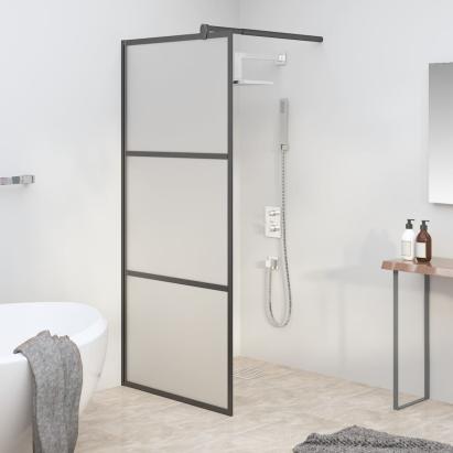 Perete cabină duș walk-in negru 80x195 cm sticlă ESG semi-mată GartenMobel Dekor