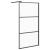 Perete cabină duș walk-in negru 100x195 cm sticlă ESG semi-mată GartenMobel Dekor