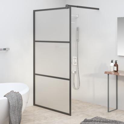 Perete cabină duș walk-in negru 115x195 cm sticlă ESG semi-mată GartenMobel Dekor