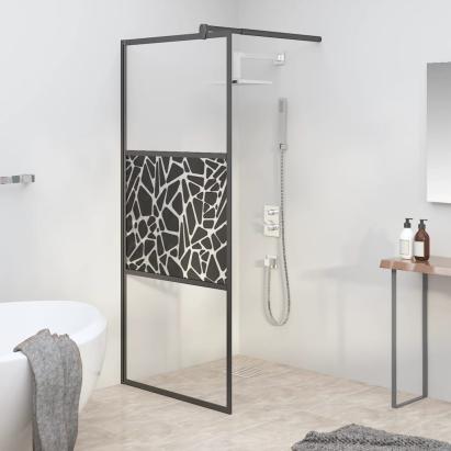 Paravan de duș walk-in negru 80x195 cm sticlă ESG model piatră GartenMobel Dekor