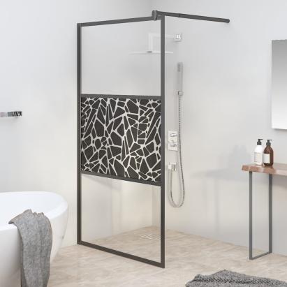 Paravan de duș walk-in negru 115x195 cm sticlă ESG model piatră GartenMobel Dekor