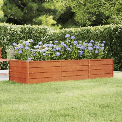 Strat înălțat de grădină, ruginiu, 240x80x45 cm, oțel corten GartenMobel Dekor