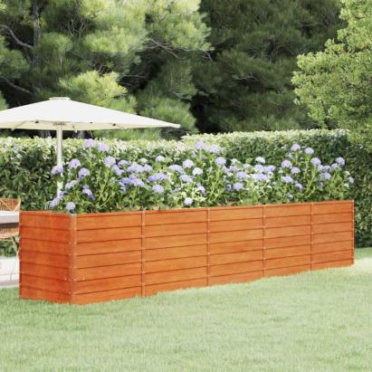 Strat înălțat de grădină, ruginiu, 400x80x77 cm, oțel corten GartenMobel Dekor