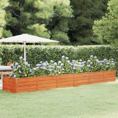 Strat înălțat de grădină, ruginiu, 480x80x45 cm, oțel corten GartenMobel Dekor