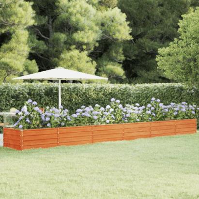 Strat înălțat de grădină, ruginiu, 600x80x45 cm, oțel corten GartenMobel Dekor