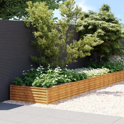 Strat înălțat de grădină, 960x100x36 cm, oțel corten GartenMobel Dekor