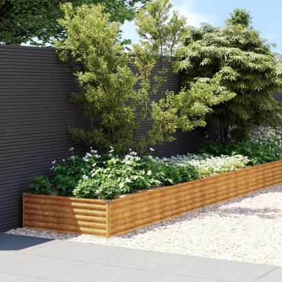 Strat înălțat de grădină, 1150x100x36 cm, oțel corten GartenMobel Dekor