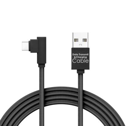Delight - Cablu de date - USB Type C, Gamer, execuţie 90° - negru, 2m – 2A Best CarHome