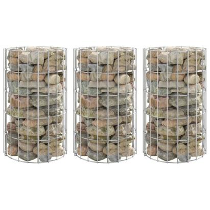 Strat înălțat gabion 3 buc. Ø30x50 cm oțel galvanizat circular GartenMobel Dekor