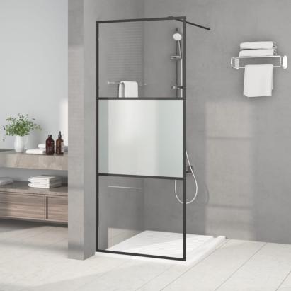 Perete cabină duș walk-in negru 80x195 cm sticlă ESG semi-mată GartenMobel Dekor