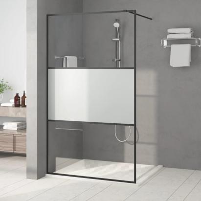 Perete cabină duș walk-in negru 115x195 cm sticlă ESG semi-mată GartenMobel Dekor