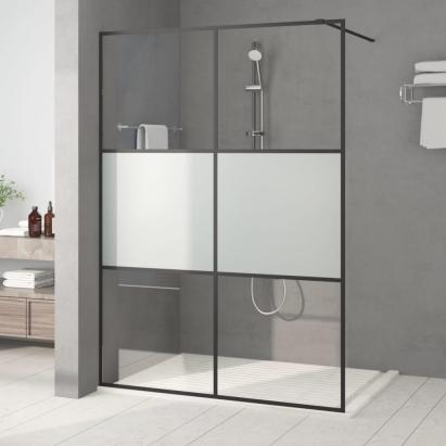 Perete cabină duș walk-in negru 140x195 cm sticlă ESG semi-mată GartenMobel Dekor