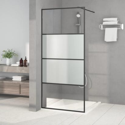 Perete cabină duș walk-in negru 90x195 cm sticlă ESG semi-mată GartenMobel Dekor