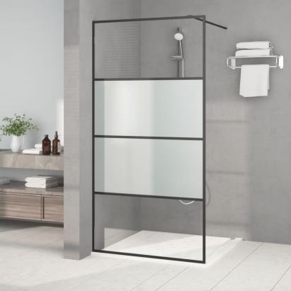 Perete cabină duș walk-in negru 100x195 cm sticlă ESG semi-mată GartenMobel Dekor