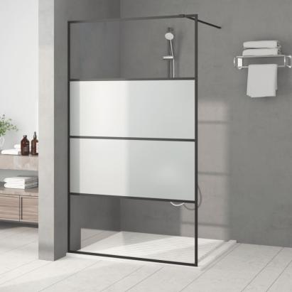 Perete cabină duș walk-in negru 115x195 cm sticlă ESG semi-mată GartenMobel Dekor