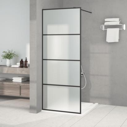 Perete cabină duș walk-in negru 80x195 cm sticlă ESG mată GartenMobel Dekor