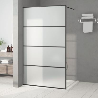 Perete cabină duș walk-in negru 115x195 cm sticlă ESG mată GartenMobel Dekor