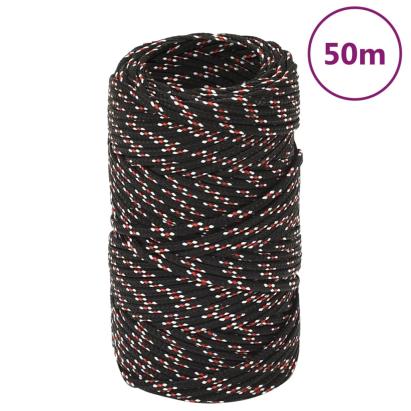 Frânghie de barcă, negru, 2 mm, 50 m, polipropilenă GartenMobel Dekor