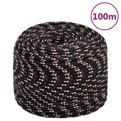 Frânghie de barcă, negru, 10 mm, 100 m, polipropilenă GartenMobel Dekor