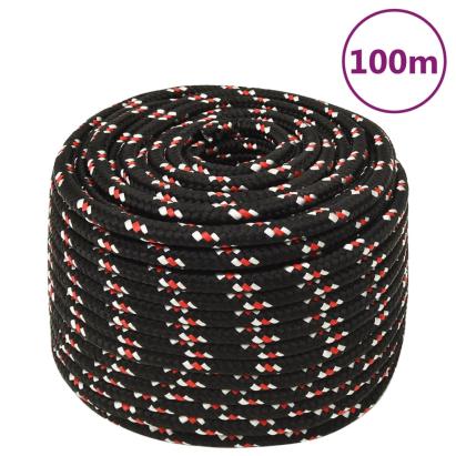 Frânghie de barcă, negru, 14 mm, 100 m, polipropilenă GartenMobel Dekor