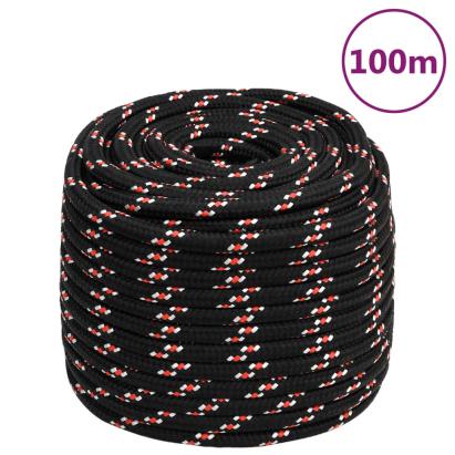 Frânghie de barcă, negru, 16 mm, 100 m, polipropilenă GartenMobel Dekor