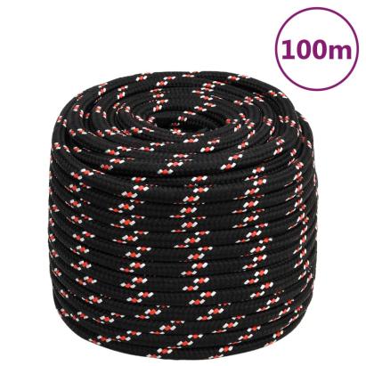 Frânghie de barcă, negru, 18 mm, 100 m, polipropilenă GartenMobel Dekor
