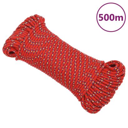 Frânghie de barcă, roșu, 4 mm, 500 m, polipropilenă GartenMobel Dekor