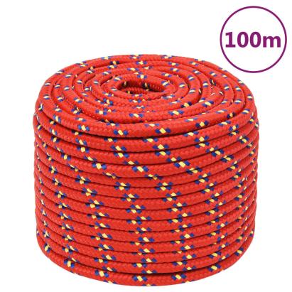 Frânghie de barcă, roșu, 14 mm, 100 m, polipropilenă GartenMobel Dekor