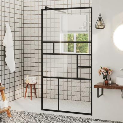 Paravan de duș walk-in negru 80x195 cm sticlă ESG transparentă GartenMobel Dekor