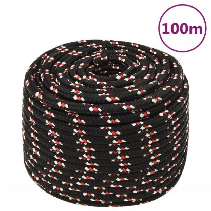Frânghie de barcă, negru, 12 mm, 100 m, polipropilenă GartenMobel Dekor