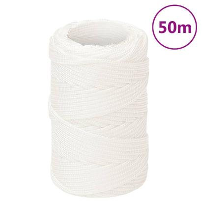 Frânghie de barcă, alb complet, 2 mm, 50 m, polipropilenă GartenMobel Dekor