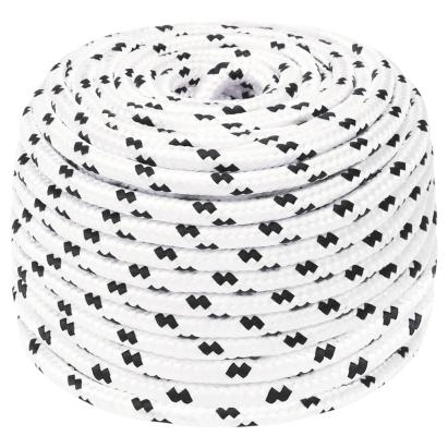 Frânghie împletită pentru barcă, alb, 10 mm x 25 m, poliester GartenMobel Dekor