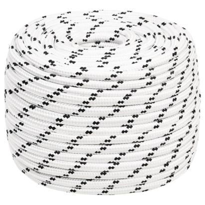 Frânghie împletită pentru barcă, alb, 14 mm x 250 m, poliester GartenMobel Dekor