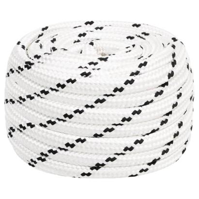 Frânghie împletită pentru barcă, alb, 18 mm x 25 m, poliester GartenMobel Dekor