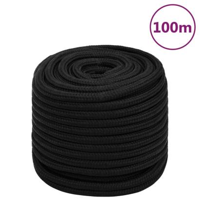 Frânghie de lucru, negru, 16 mm, 100 m, poliester GartenMobel Dekor