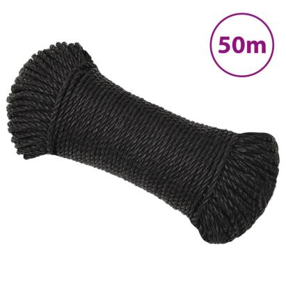Frânghie de lucru, negru, 6 mm, 50 m, polipropilenă GartenMobel Dekor