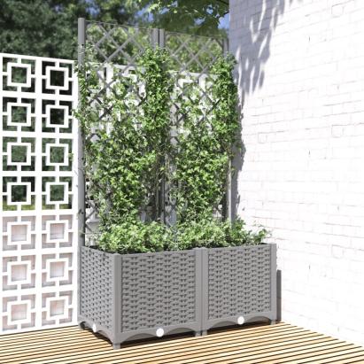 Jardinieră de grădină cu spalier, gri deschis, 80x40x136 cm, PP GartenMobel Dekor