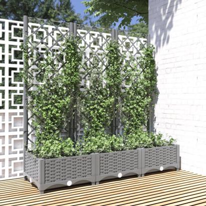 Jardinieră de grădină cu spalier gri deschis 120x40x121,5 cm PP GartenMobel Dekor