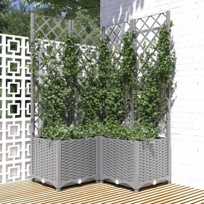 Jardinieră de grădină cu spalier, gri deschis, 80x80x136 cm, PP GartenMobel Dekor