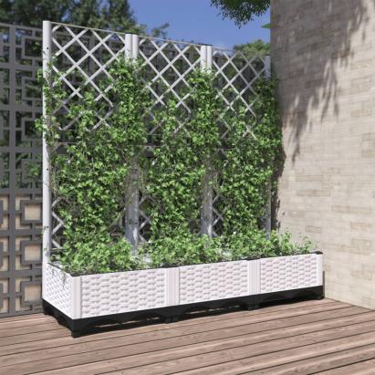 Jardinieră de grădină cu spalier, alb, 120x40x121,5 cm, PP GartenMobel Dekor