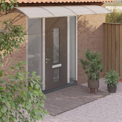 Copertină de ușă, gri și transparent, 350x80 cm, policarbonat GartenMobel Dekor
