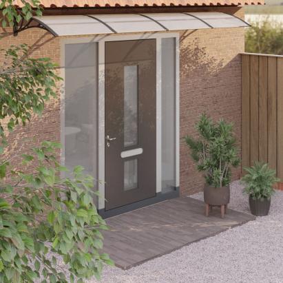 Copertină de ușă, negru și transparent, 400x80 cm, policarbonat GartenMobel Dekor