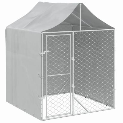 Padoc de exterior cu acoperiș argintiu 2x2x2,5m oțel galvanizat GartenMobel Dekor