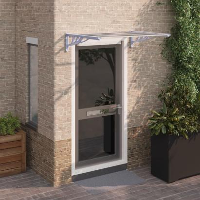 Copertină de ușă, gri și transparent, 122x90 cm, policarbonat GartenMobel Dekor