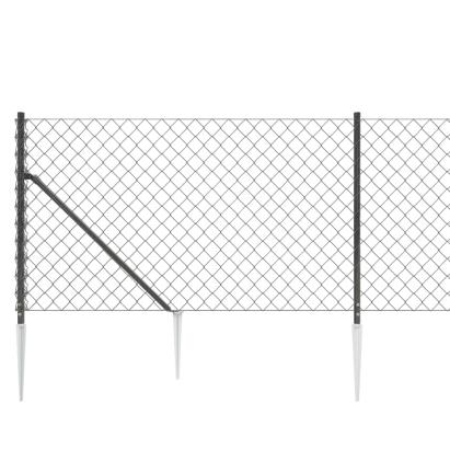 Gard plasă de sârmă cu țăruși de fixare, antracit, 0,8x25 m GartenMobel Dekor