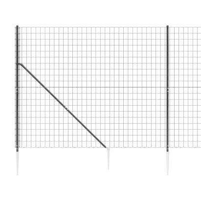 Gard plasă de sârmă cu țăruși de fixare, antracit, 1,8x25 m GartenMobel Dekor