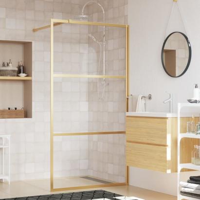 Paravan duș walk-in, auriu, 100x195 cm, sticlă ESG transparentă GartenMobel Dekor