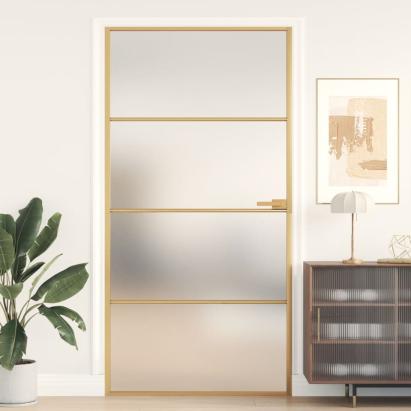 Ușă interior Slim auriu 102,5x201,5cm sticlă temperată/aluminiu GartenMobel Dekor