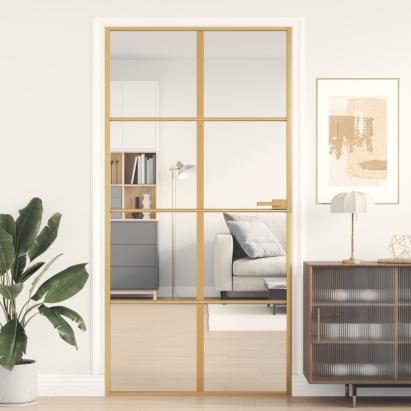 Ușă interior Slim auriu 102,5x201,5cm sticlă temperată/aluminiu GartenMobel Dekor