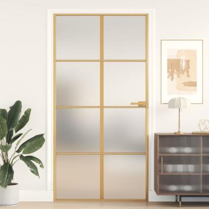 Ușă interior Slim auriu 102,5x201,5cm sticlă temperată/aluminiu GartenMobel Dekor